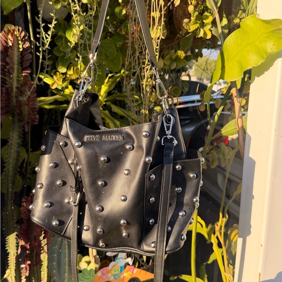 Steve Madden Black Studded Shoulder Bag - Picture 10 of 11
